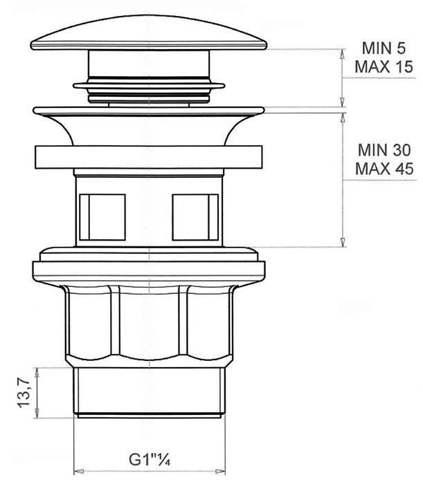 Bottenventil Pop-up 32 mm GG Carat